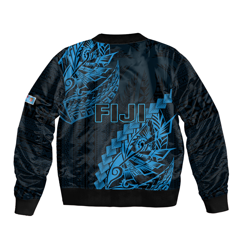 Fiji Rugby Bomber Jacket Kaiviti Fijian Tribal World Cup Blue No2 LT9 - Wonder Print Shop