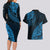 Fiji Rugby Couples Matching Long Sleeve Bodycon Dress and Hawaiian Shirt Kaiviti Fijian Tribal World Cup Blue No2 LT9 - Wonder Print Shop