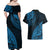 Fiji Rugby Couples Matching Off Shoulder Maxi Dress and Hawaiian Shirt Kaiviti Fijian Tribal World Cup Blue No2 LT9 - Wonder Print Shop