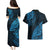 Fiji Rugby Couples Matching Puletasi Dress and Hawaiian Shirt Kaiviti Fijian Tribal World Cup Blue No2 LT9 - Wonder Print Shop