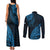 Fiji Rugby Couples Matching Tank Maxi Dress and Long Sleeve Button Shirt Kaiviti Fijian Tribal World Cup Blue No2 LT9 - Wonder Print Shop