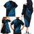 Fiji Rugby Family Matching Off Shoulder Long Sleeve Dress and Hawaiian Shirt Kaiviti Fijian Tribal World Cup Blue No2 - Wonder Print Shop