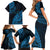 Fiji Rugby Family Matching Short Sleeve Bodycon Dress and Hawaiian Shirt Kaiviti Fijian Tribal World Cup Blue No2 - Wonder Print Shop