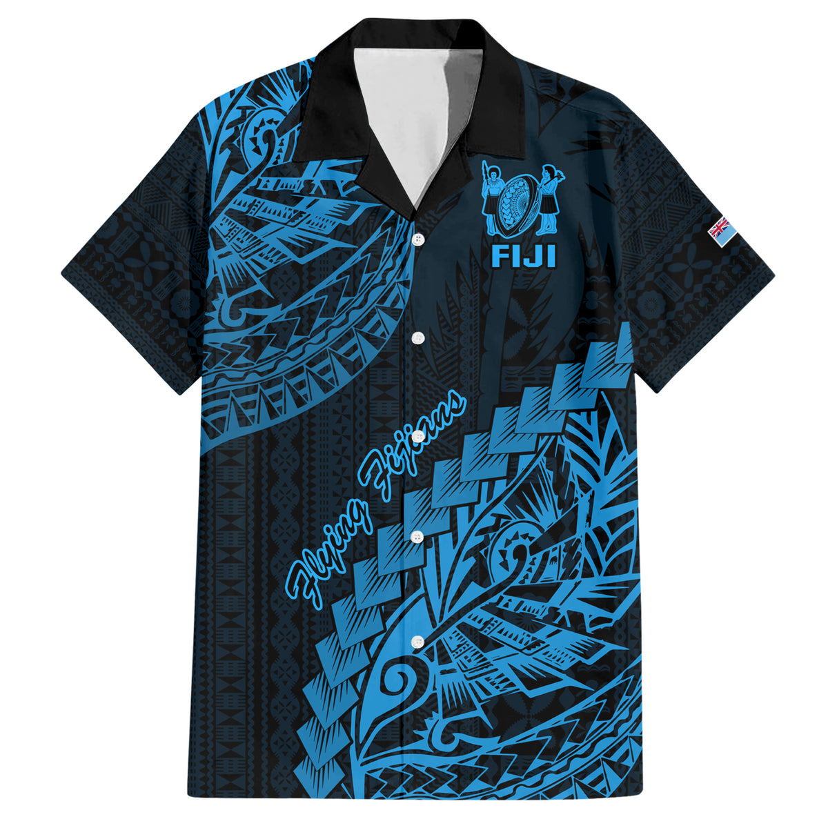 Fiji Rugby Hawaiian Shirt Kaiviti Fijian Tribal World Cup Blue No2 - Wonder Print Shop
