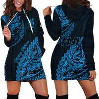 Fiji Rugby Hoodie Dress Kaiviti Fijian Tribal World Cup Blue No2 - Wonder Print Shop