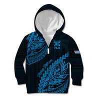 Fiji Rugby Kid Hoodie Kaiviti Fijian Tribal World Cup Blue No2 - Wonder Print Shop