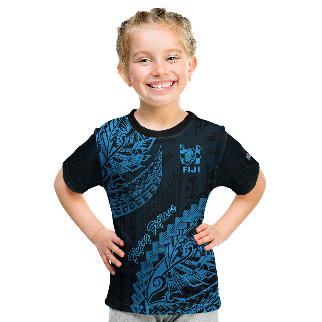 Fiji Rugby Kid T Shirt Kaiviti Fijian Tribal World Cup Blue No2 - Wonder Print Shop