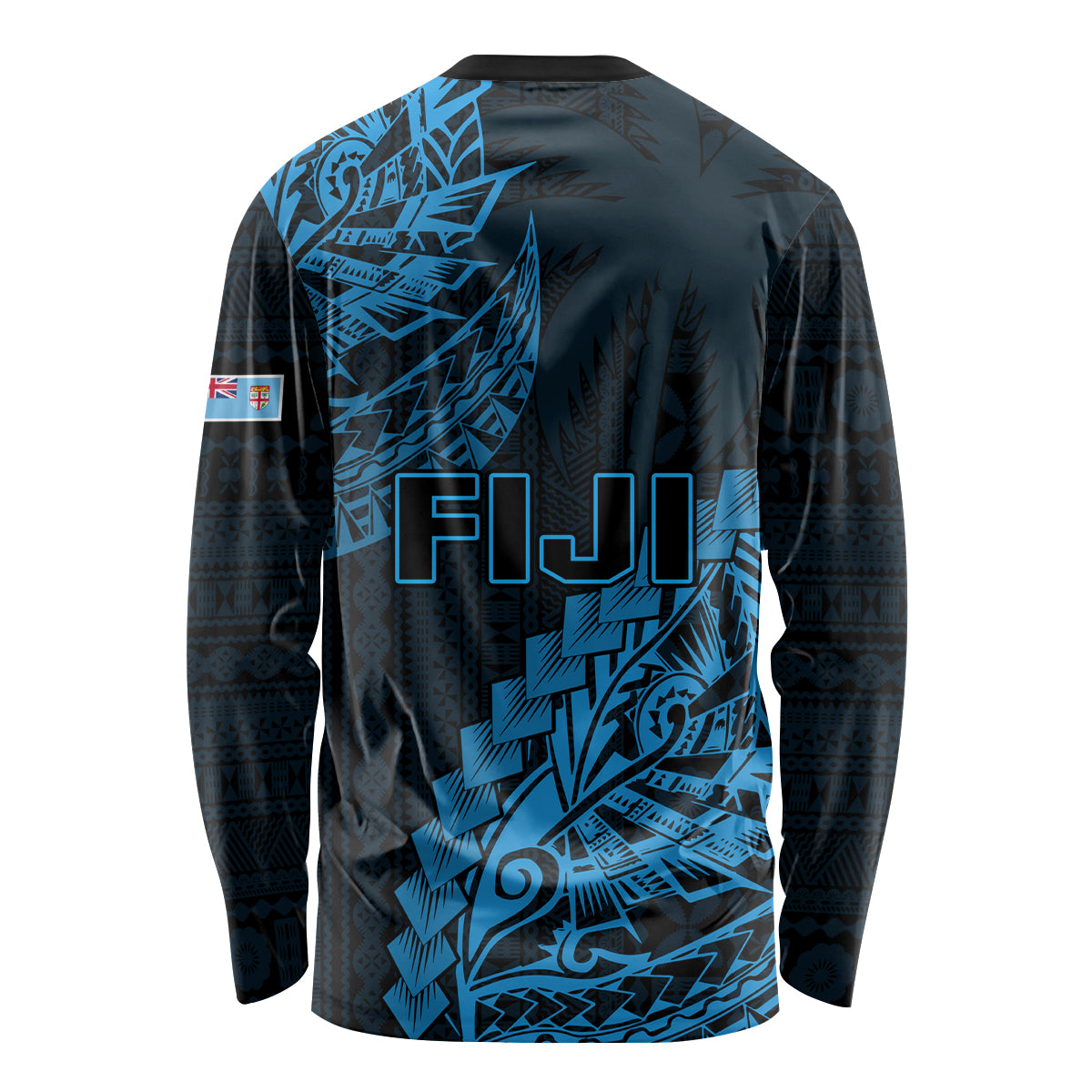 Fiji Rugby Long Sleeve Shirt Kaiviti Fijian Tribal World Cup Blue No2 - Wonder Print Shop