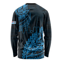 Fiji Rugby Long Sleeve Shirt Kaiviti Fijian Tribal World Cup Blue No2 - Wonder Print Shop