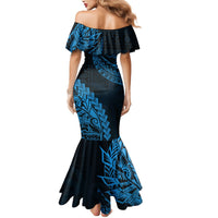 Fiji Rugby Mermaid Dress Kaiviti Fijian Tribal World Cup Blue No2 - Wonder Print Shop