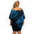 Fiji Rugby Off Shoulder Short Dress Kaiviti Fijian Tribal World Cup Blue No2 - Wonder Print Shop