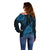 Fiji Rugby Off Shoulder Sweater Kaiviti Fijian Tribal World Cup Blue No2 - Wonder Print Shop