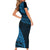 Fiji Rugby Short Sleeve Bodycon Dress Kaiviti Fijian Tribal World Cup Blue No2 - Wonder Print Shop