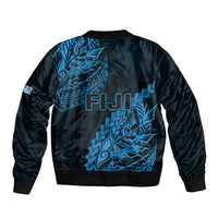 Fiji Rugby Sleeve Zip Bomber Jacket Kaiviti Fijian Tribal World Cup Blue No2 - Wonder Print Shop