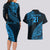 Custom Fiji Rugby Couples Matching Long Sleeve Bodycon Dress and Hawaiian Shirt Kaiviti Fijian Tribal World Cup Blue No2 LT9 - Wonder Print Shop
