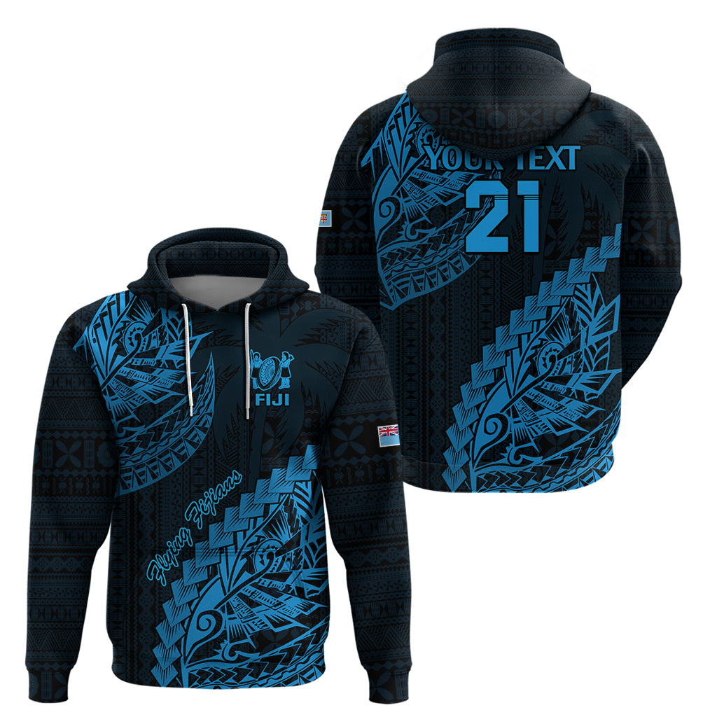 Custom Fiji Rugby Hoodie Kaiviti Fijian Tribal World Cup Blue No2 - Wonder Print Shop