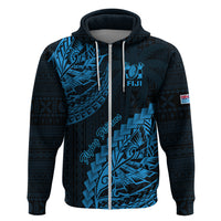 Custom Fiji Rugby Hoodie Kaiviti Fijian Tribal World Cup Blue No2 - Wonder Print Shop