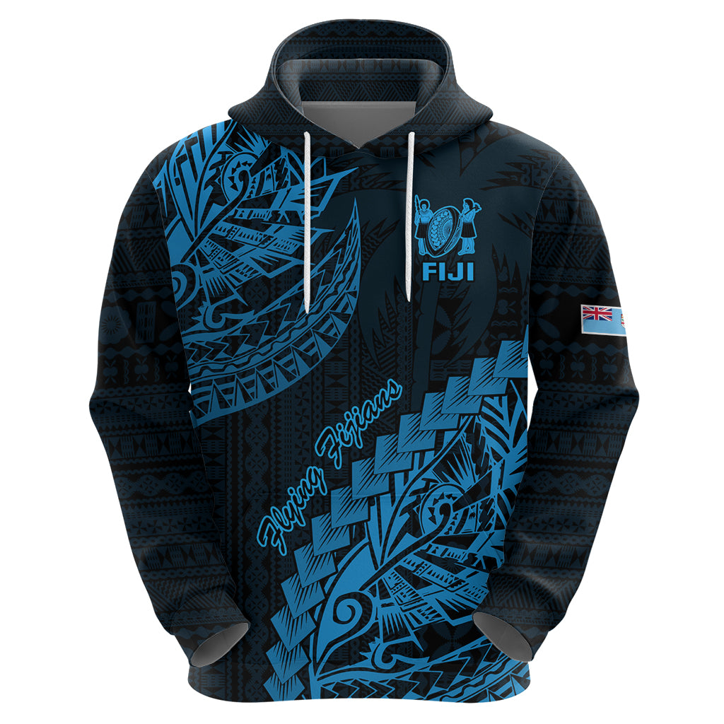 Custom Fiji Rugby Hoodie Kaiviti Fijian Tribal World Cup Blue No2 - Wonder Print Shop