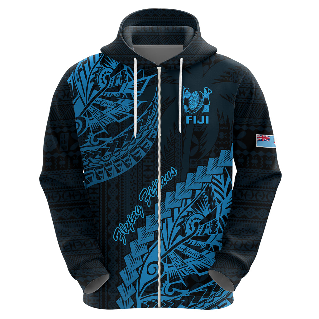 Custom Fiji Rugby Hoodie Kaiviti Fijian Tribal World Cup Blue No2 - Wonder Print Shop