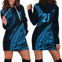 Custom Fiji Rugby Hoodie Dress Kaiviti Fijian Tribal World Cup Blue No2 - Wonder Print Shop