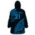 Custom Fiji Rugby Wearable Blanket Hoodie Kaiviti Fijian Tribal World Cup Blue No2 - Wonder Print Shop