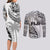Fiji Rugby Couples Matching Long Sleeve Bodycon Dress and Long Sleeve Button Shirt Kaiviti Fijian Tribal World Cup White LT9 - Wonder Print Shop