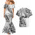 Fiji Rugby Couples Matching Mermaid Dress and Hawaiian Shirt Kaiviti Fijian Tribal World Cup White LT9 - Wonder Print Shop