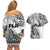 Fiji Rugby Couples Matching Off Shoulder Short Dress and Hawaiian Shirt Kaiviti Fijian Tribal World Cup White LT9 - Wonder Print Shop