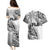 Fiji Rugby Couples Matching Puletasi Dress and Hawaiian Shirt Kaiviti Fijian Tribal World Cup White LT9 - Wonder Print Shop