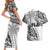 Fiji Rugby Couples Matching Short Sleeve Bodycon Dress and Hawaiian Shirt Kaiviti Fijian Tribal World Cup White LT9 - Wonder Print Shop
