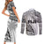 Fiji Rugby Couples Matching Short Sleeve Bodycon Dress and Long Sleeve Button Shirt Kaiviti Fijian Tribal World Cup White LT9 - Wonder Print Shop