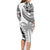 Fiji Rugby Family Matching Long Sleeve Bodycon Dress and Hawaiian Shirt Kaiviti Fijian Tribal World Cup White LT9 - Wonder Print Shop