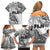 Fiji Rugby Family Matching Off Shoulder Short Dress and Hawaiian Shirt Kaiviti Fijian Tribal World Cup White LT9 - Wonder Print Shop
