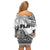 Fiji Rugby Family Matching Off Shoulder Short Dress and Hawaiian Shirt Kaiviti Fijian Tribal World Cup White LT9 - Wonder Print Shop