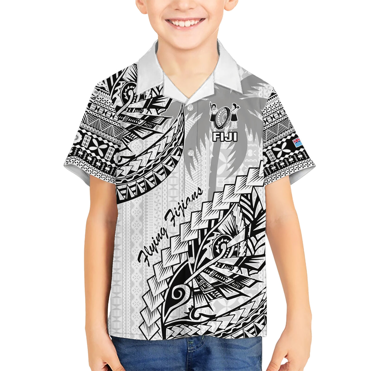 Fiji Rugby Hawaiian Shirt Kaiviti Fijian Tribal World Cup White - Wonder Print Shop