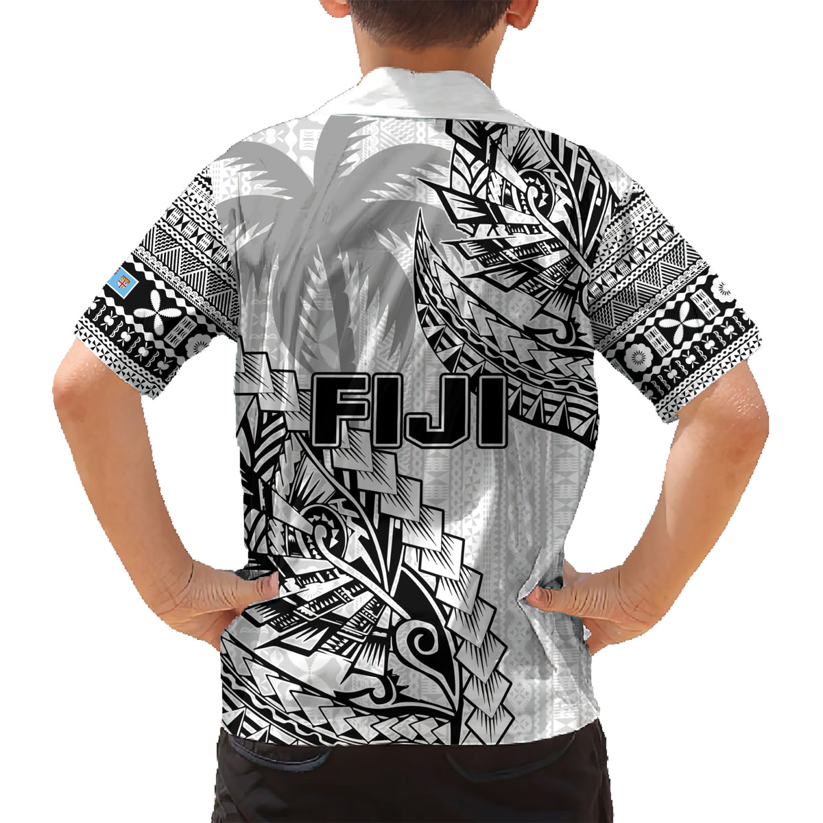 Fiji Rugby Kid Hawaiian Shirt Kaiviti Fijian Tribal World Cup White - Wonder Print Shop