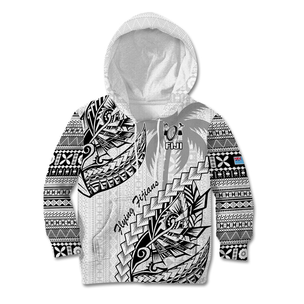 Fiji Rugby Kid Hoodie Kaiviti Fijian Tribal World Cup White - Wonder Print Shop