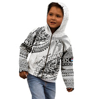 Fiji Rugby Kid Hoodie Kaiviti Fijian Tribal World Cup White - Wonder Print Shop