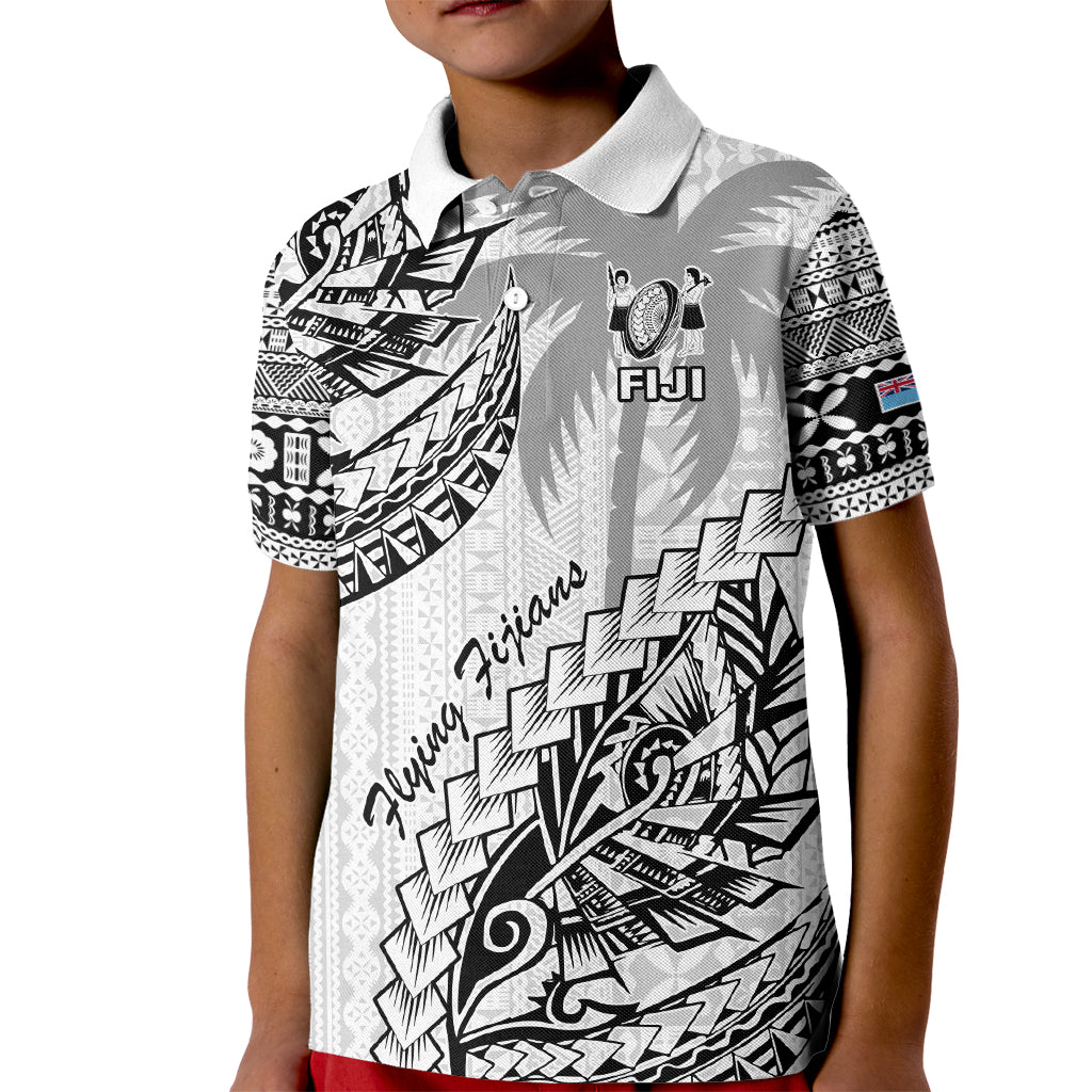 Fiji Rugby Kid Polo Shirt Kaiviti Fijian Tribal World Cup White - Wonder Print Shop