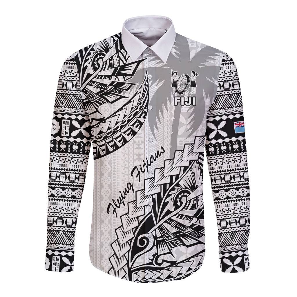 Fiji Rugby Long Sleeve Button Shirt Kaiviti Fijian Tribal World Cup White - Wonder Print Shop