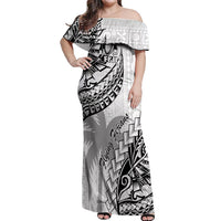 Fiji Rugby Off Shoulder Maxi Dress Kaiviti Fijian Tribal World Cup White - Wonder Print Shop