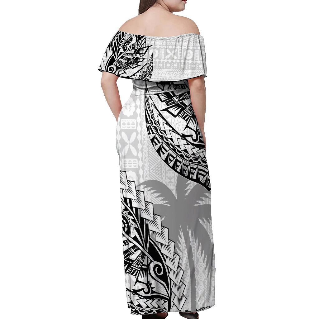 Fiji Rugby Off Shoulder Maxi Dress Kaiviti Fijian Tribal World Cup White - Wonder Print Shop