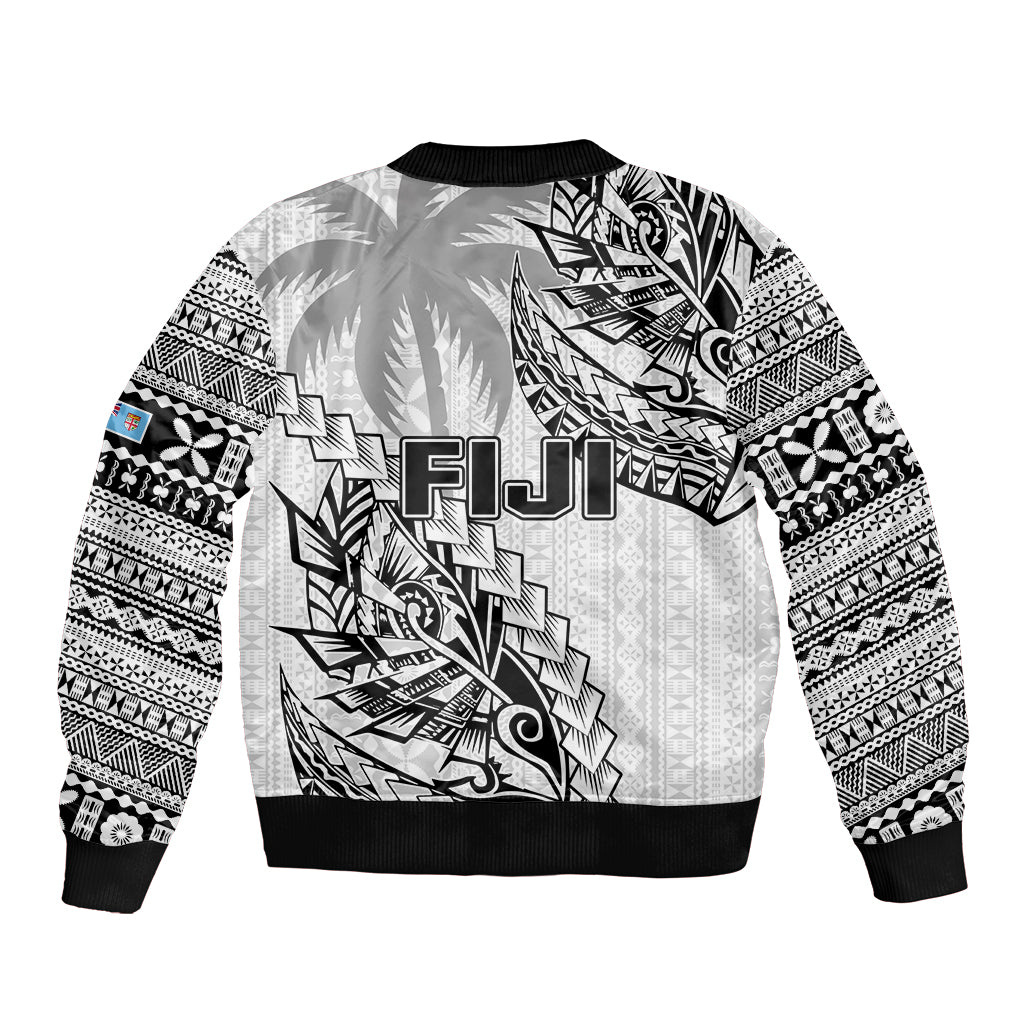 Fiji Rugby Sleeve Zip Bomber Jacket Kaiviti Fijian Tribal World Cup White - Wonder Print Shop