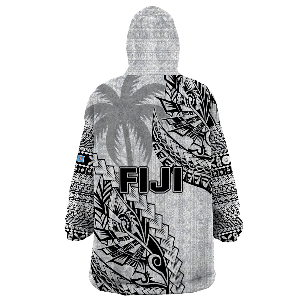 Fiji Rugby Wearable Blanket Hoodie Kaiviti Fijian Tribal World Cup White - Wonder Print Shop