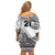 Custom Fiji Rugby Family Matching Off Shoulder Short Dress and Hawaiian Shirt Kaiviti Fijian Tribal World Cup White LT9 - Wonder Print Shop