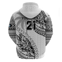 Custom Fiji Rugby Hoodie Kaiviti Fijian Tribal World Cup White - Wonder Print Shop