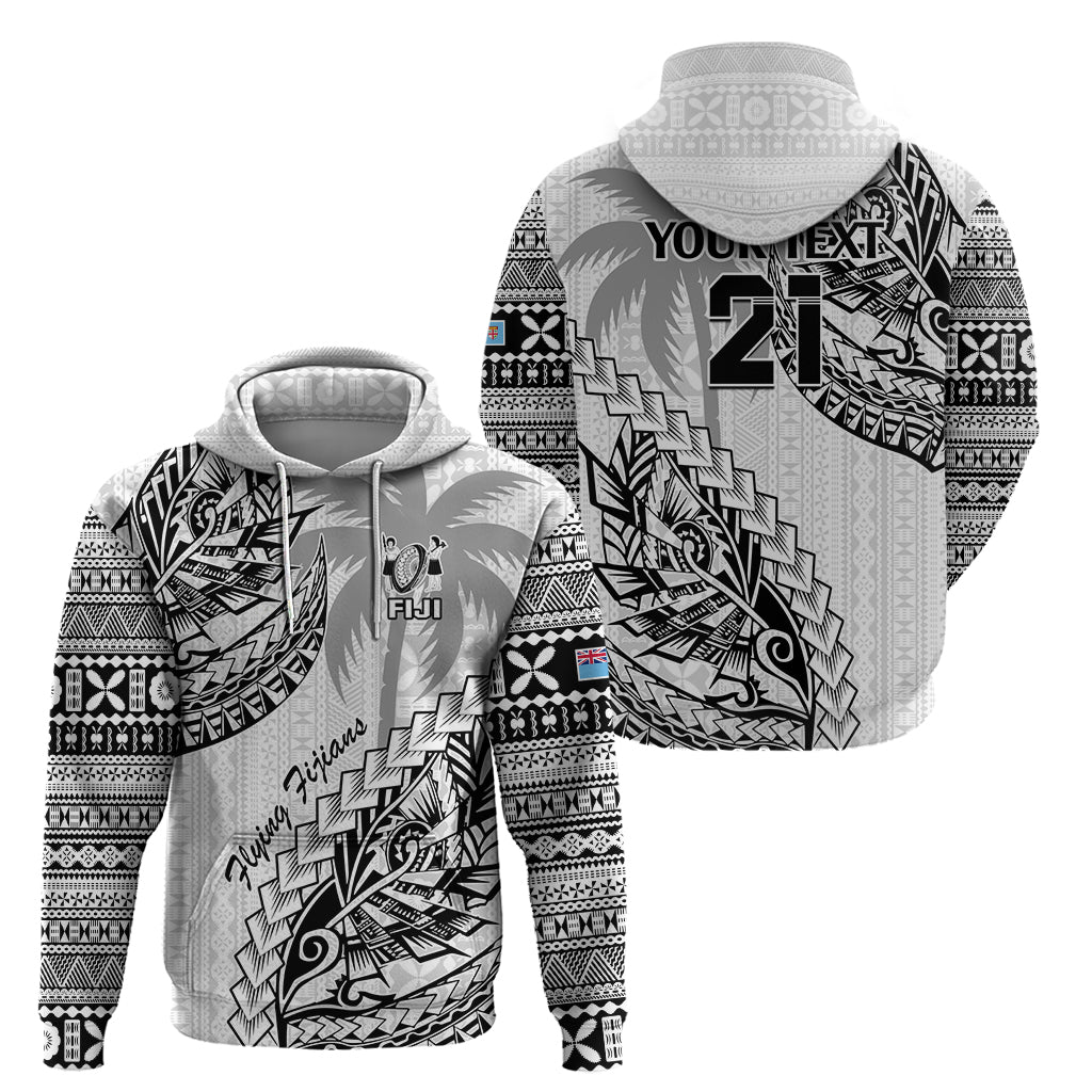 Custom Fiji Rugby Hoodie Kaiviti Fijian Tribal World Cup White - Wonder Print Shop