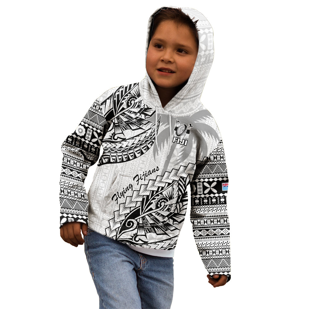 Custom Fiji Rugby Kid Hoodie Kaiviti Fijian Tribal World Cup White - Wonder Print Shop