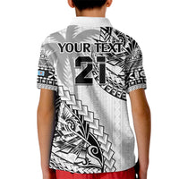 Custom Fiji Rugby Kid Polo Shirt Kaiviti Fijian Tribal World Cup White - Wonder Print Shop
