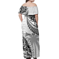 Custom Fiji Rugby Off Shoulder Maxi Dress Kaiviti Fijian Tribal World Cup White - Wonder Print Shop